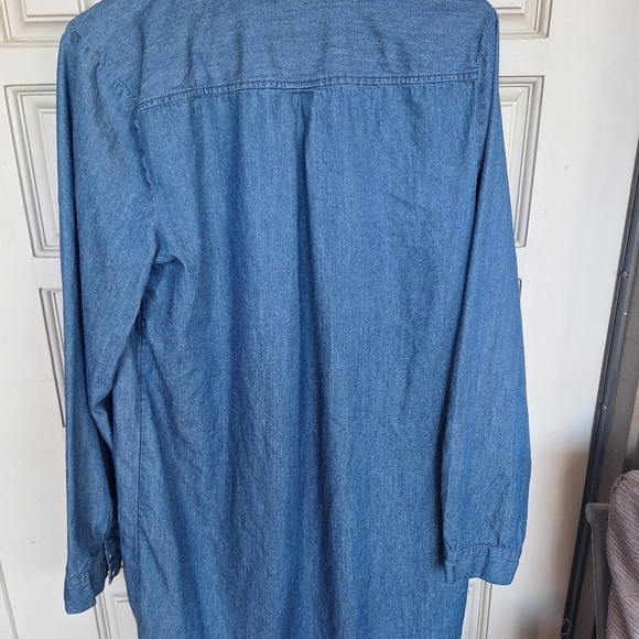 Old Navy Chambray Dress SzL Long Sleeves Collar/Cuffs Blue 1/2Button Front - Picture 5 of 8